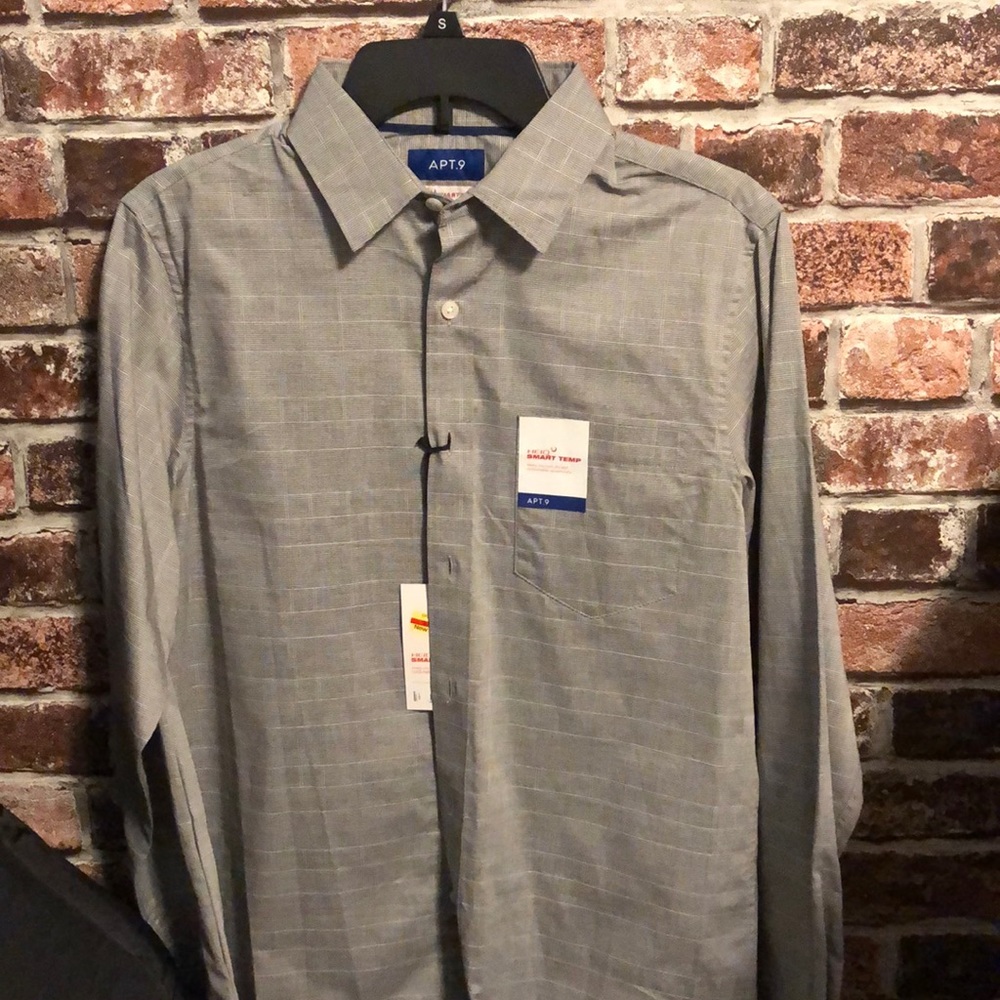 APT 9 LIGHT GRAY MENS SMALL BUTTON DOWN